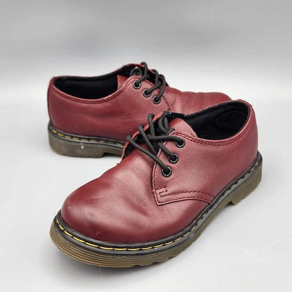Dr Martens Everley Little Kids Girls Boys Smooth Black Leather Soft Toe Shoes 11